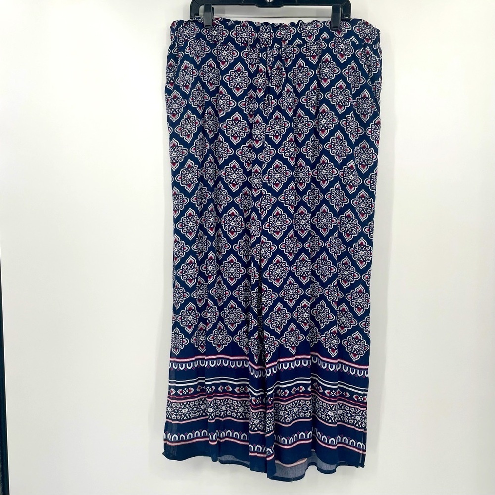 Tribal Wide-Leg Geometric Pants/Swimsuit Cover-Up – Size XL
